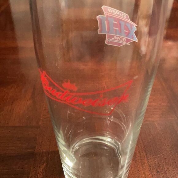 Budweiser NFL 42nd Super Bowl Football Bar Beer Glass XLII - Picture 3 of 6